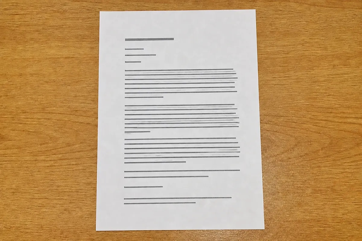 After document photo with the page-edge shadow removed and lighting evened out