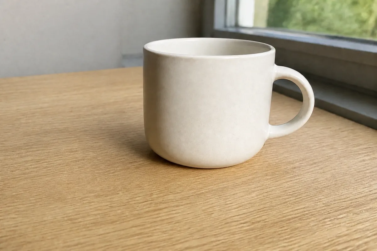 After example: ceramic mug with the harsh cast shadow reduced
